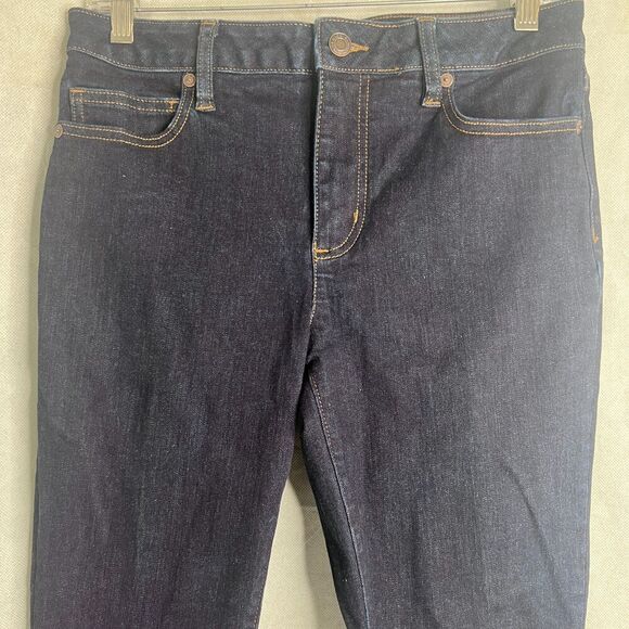 Lands End Dark Wash Mid Rise Skinny Jeans Non Destructed Size 8 - Picture 3 of 12